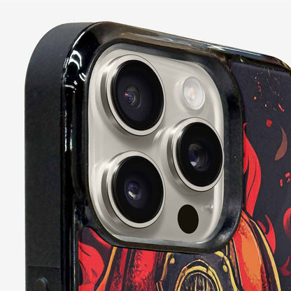 iPhone 15 Pro Max Case — Firefighter Pattern Flames Axes Helmets Seamless, Custom Made Phone Cover