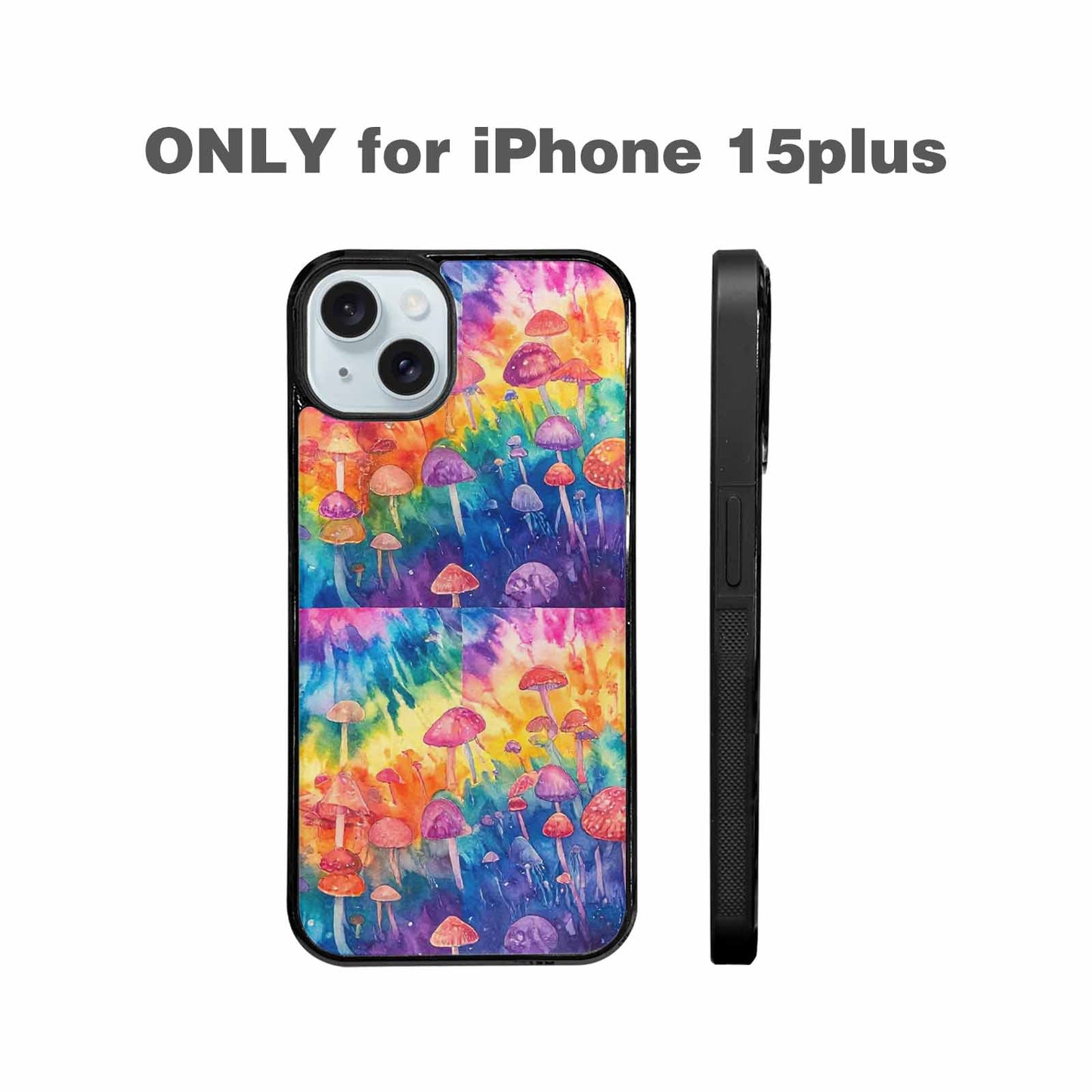 iPhone 15 Plus Case — Mushrooms Tie Dyemushrooms Pat, Personalized Phone Case