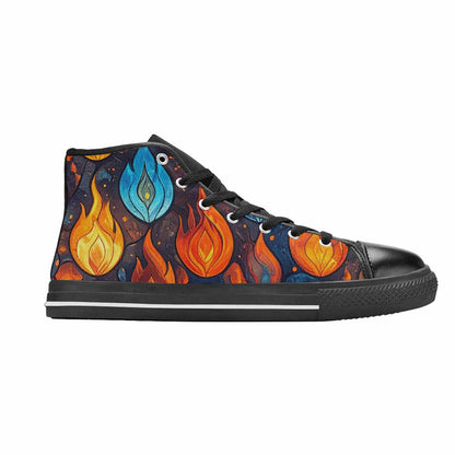 WOMEN'S Fire Flame High Top Canvas Vibrant Chaos Custom Shoes
