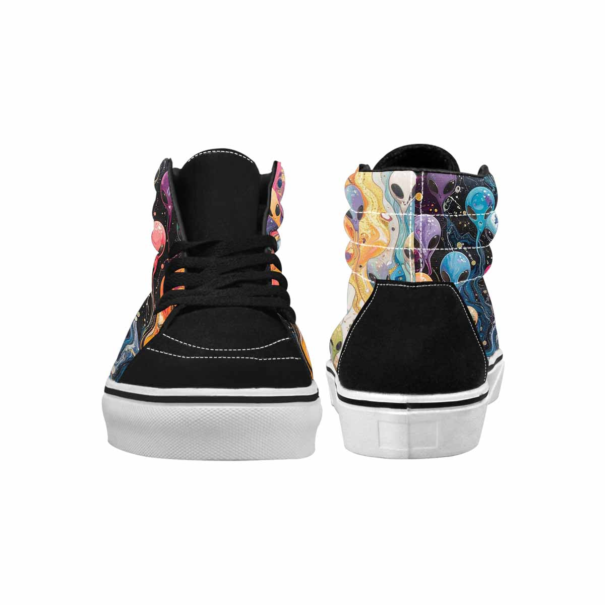 MEN'S Aliens  Marble Aliens High Top Canvas Vibrant Chaos Custom Sneakers