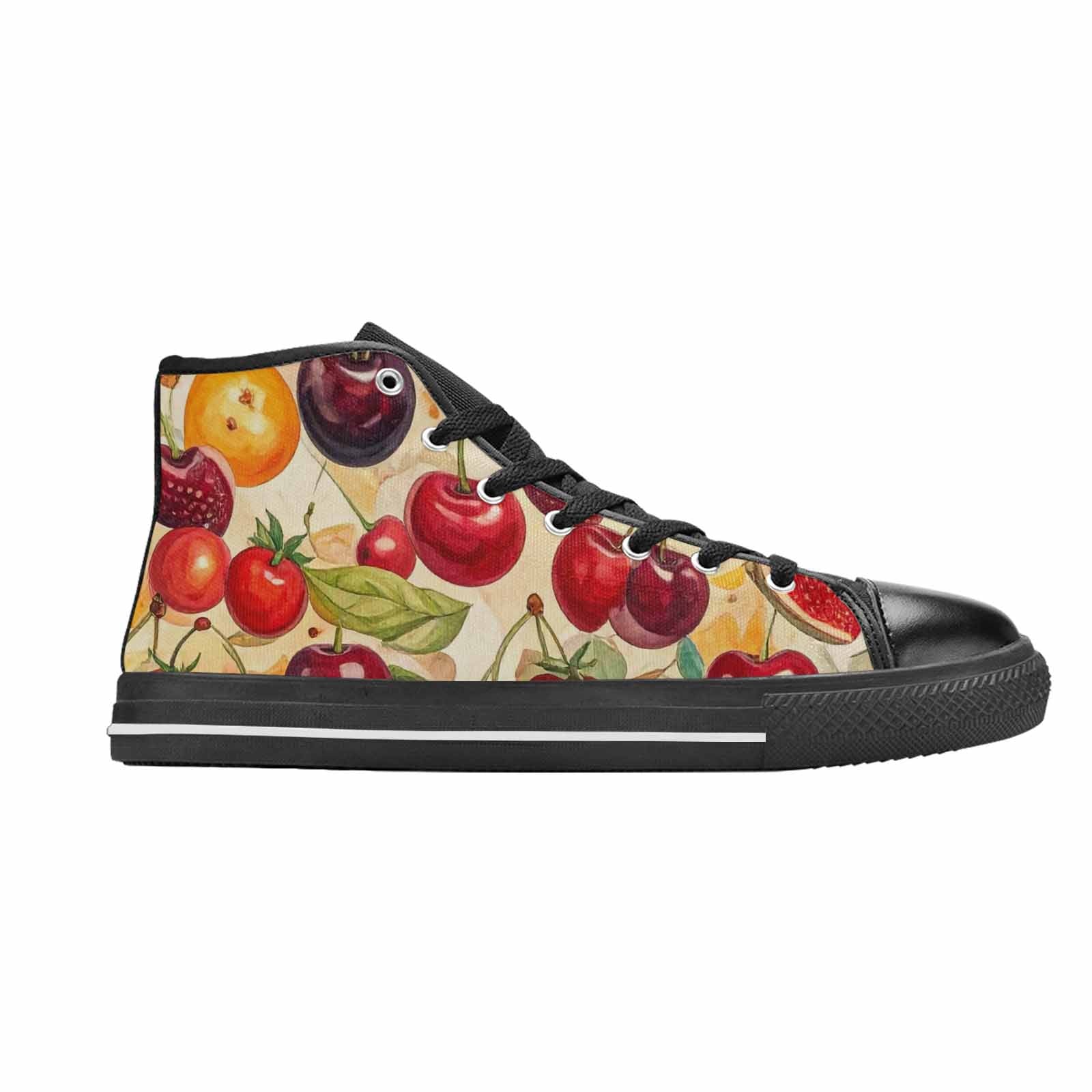 MEN'S Cherry Fruit Print High Top Canvas Grunge Custom Shoes