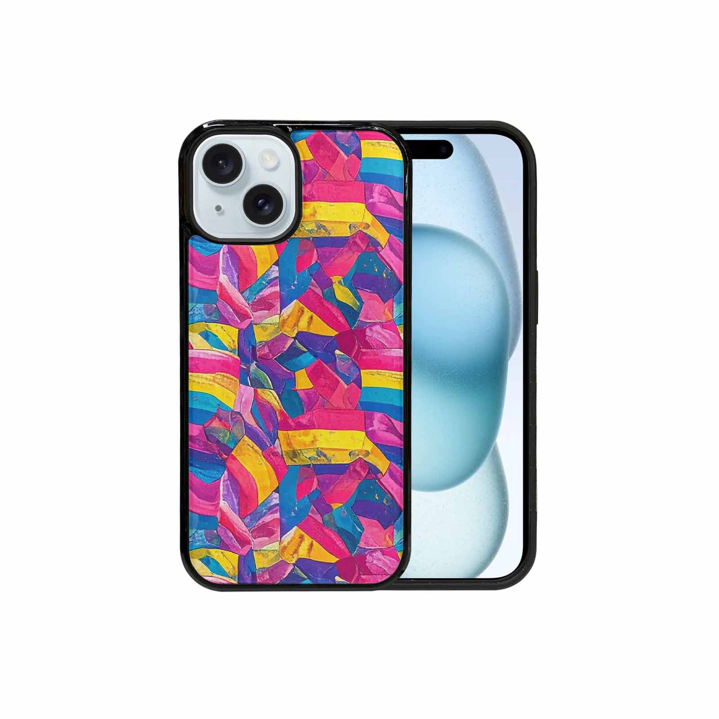 iPhone 15 Case — Pansexual Flag Color Theme Small Rainbow, Customized Protective Case
