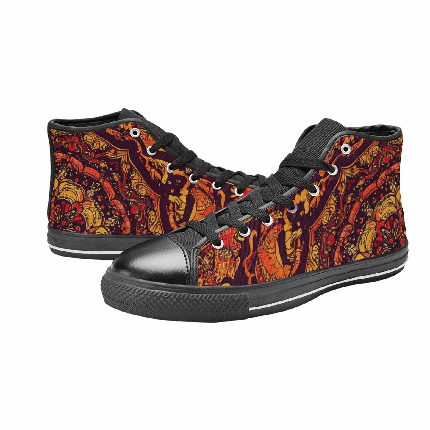 MEN'S Mandala Lions High Top Canvas Vibrant Chaos Sneakers