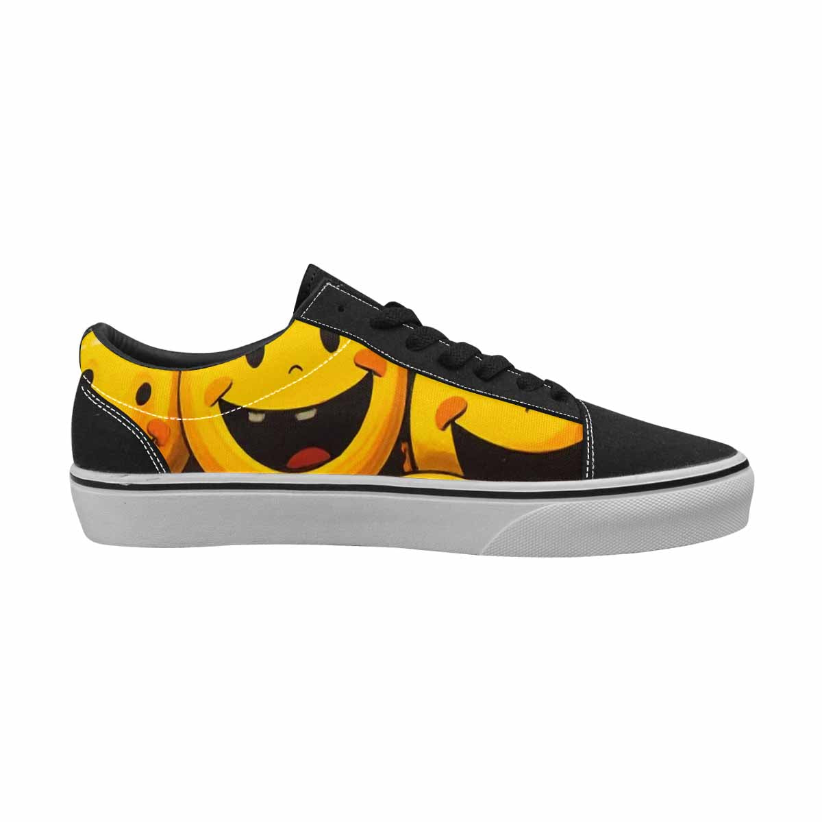 WOMEN'S Melting Moon Smiley — Lace-Up Canvas Vivid Custom Sneakers