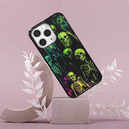 iPhone 15 Pro Max Case — Skeletons Neon Green Glowskele, Original Design Phone Case