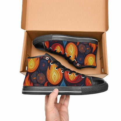 WOMEN'S Fire Flame High Top Canvas Dark Academia Sneakers