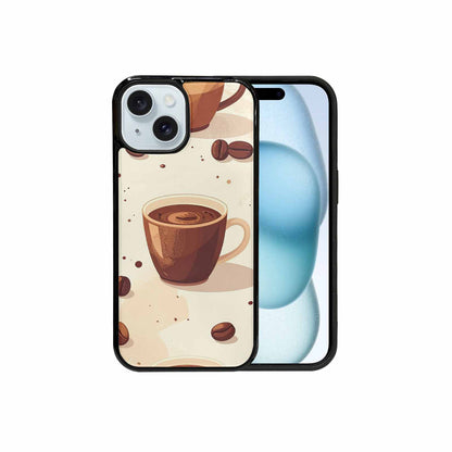 iPhone 15 Case — Coffee Cup And Bean Pattern Seamless, Custom Made Phone Cover