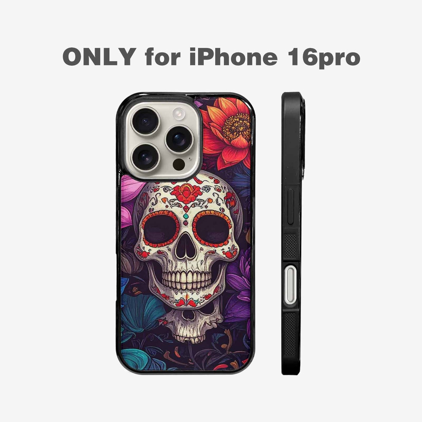 iPhone 16 Pro Case — Lotus Skulls, Custom Made Phone Cover