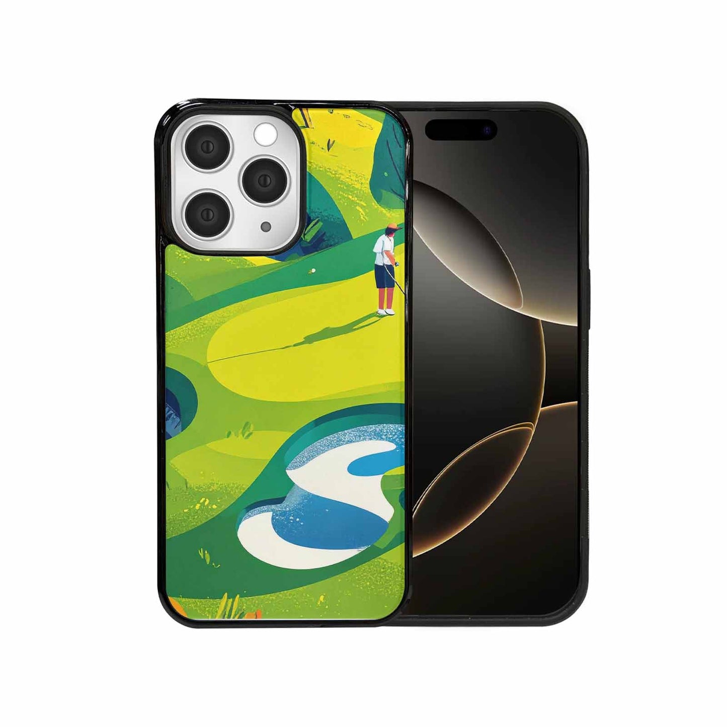 iPhone 15 Pro Max Case — Golf Cartoon Art Pattern, Customized Protective Case