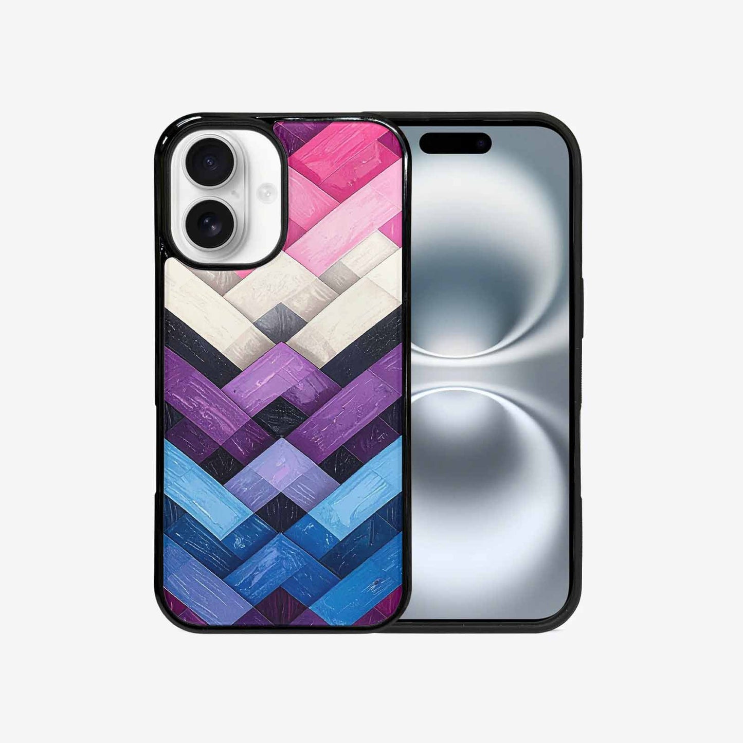 iPhone 16 Case — Genderfluid Flag Color Theme Small Rainbow, Custom Designed Case Cover