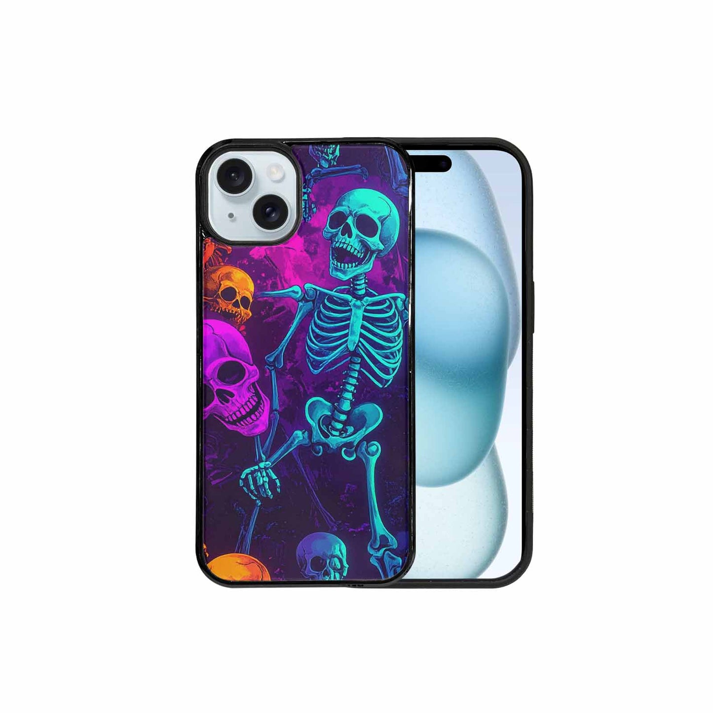 iPhone 15 Plus Case — Glowing Skeleton Pattern Hundreds Of Small, Custom Art Phone Cover