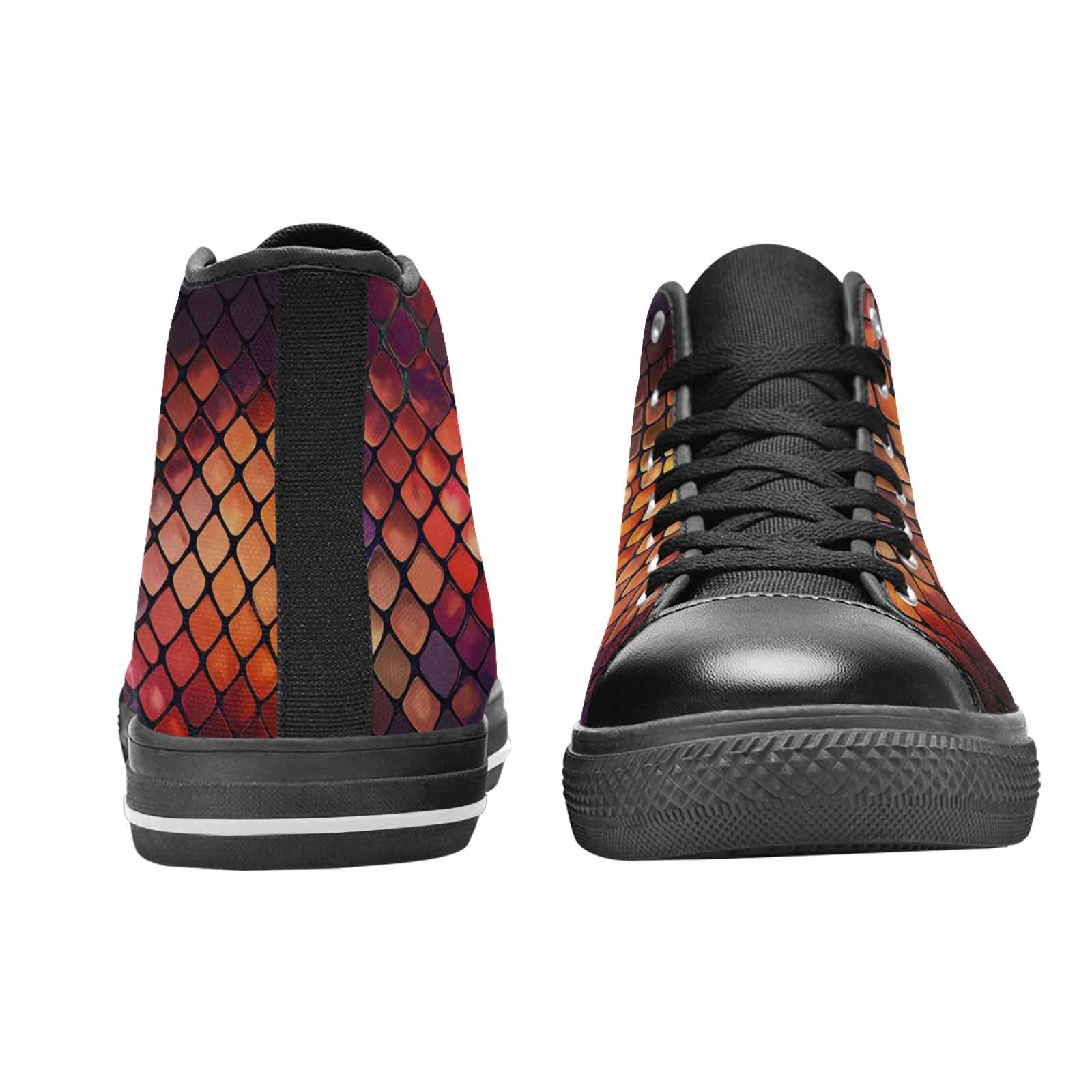 WOMEN'S Dark Snake Print High Top Canvas Vibrant Chaos Shoes