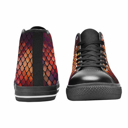 WOMEN'S Dark Snake Print High Top Canvas Vibrant Chaos Shoes