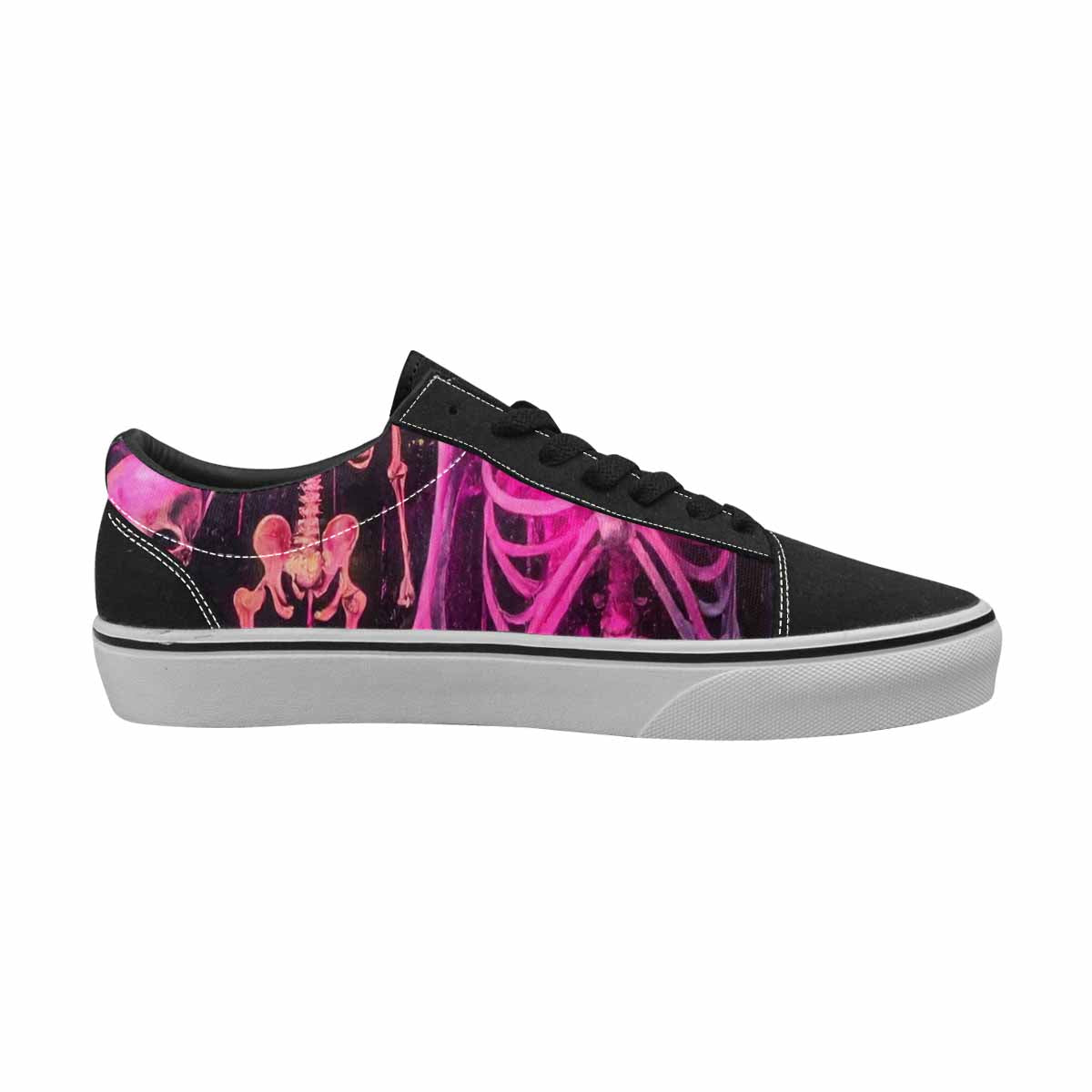WOMEN'S Skeletons  Neon Pink Lace-Up Canvas Y2K Custom Shoes