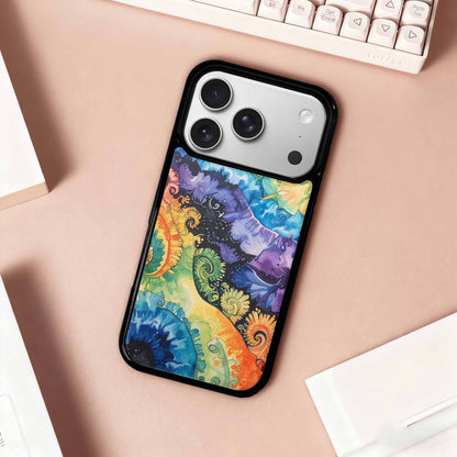 iPhone 17 Pro Case — Black Blue Ink Tie Dye Tie, Custom Phone Case