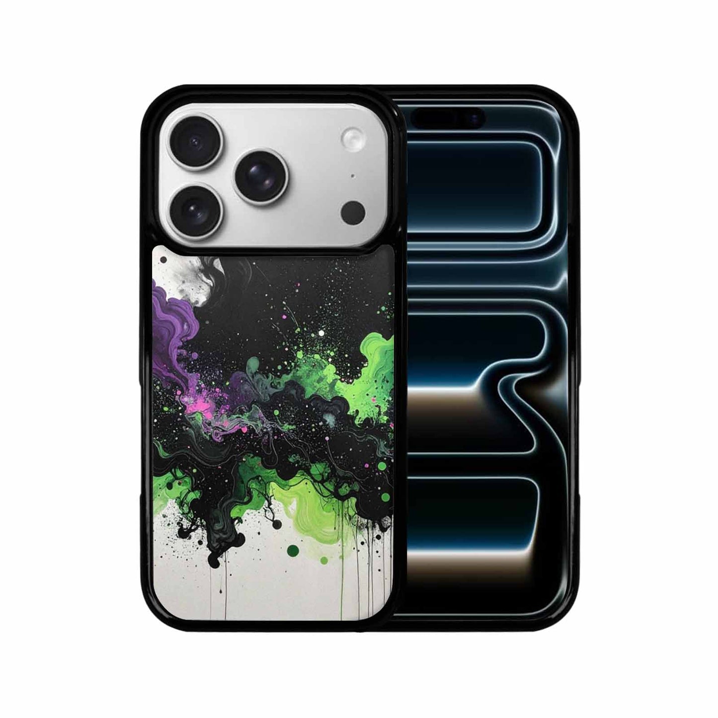 iPhone 17 Pro Case — Black Green Ink Galaxy Nebula Galaxy, Custom Art Phone Cover