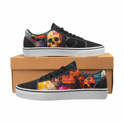 WOMEN'S Skulls (general) Skulls Lace-Up Canvas Grunge Custom Shoes