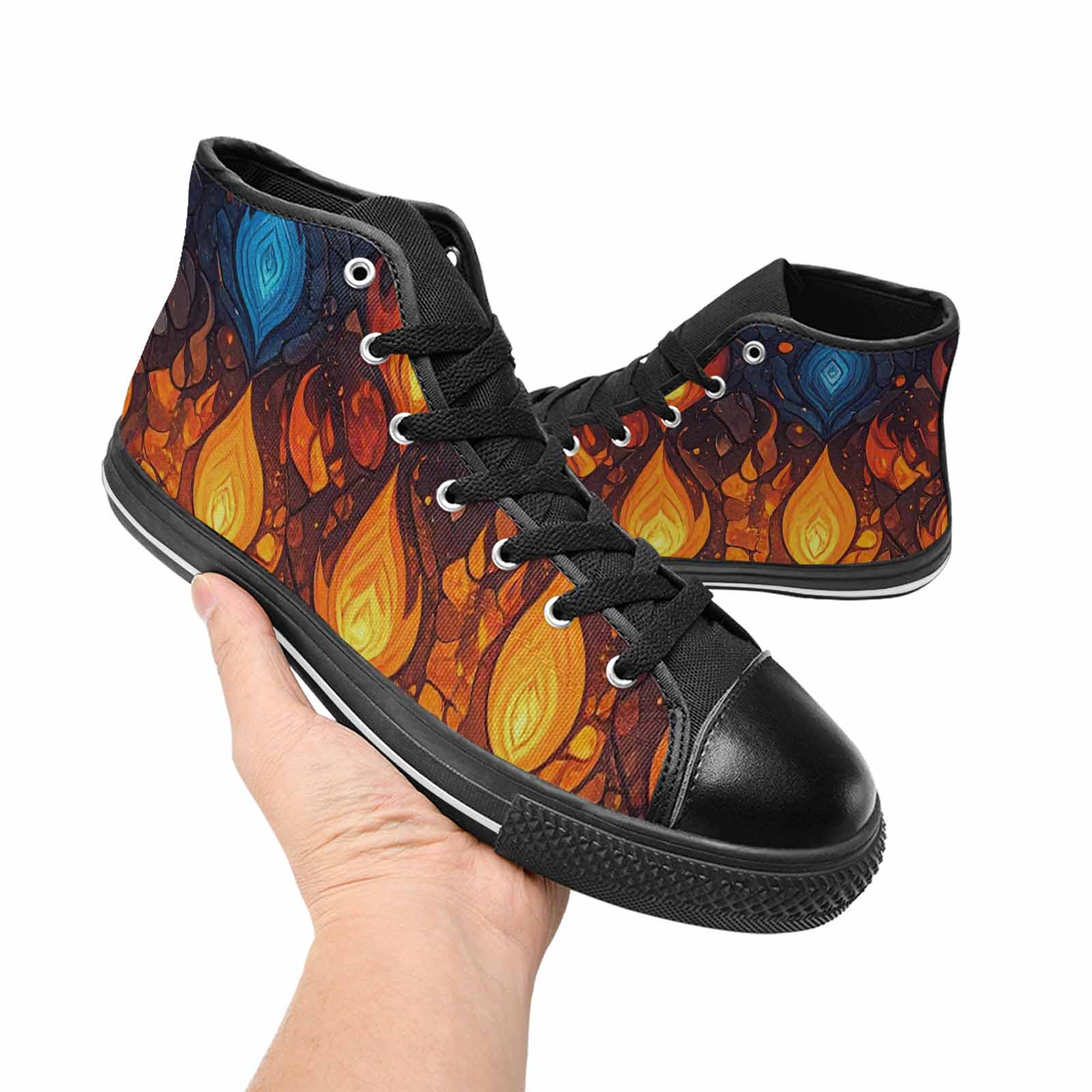 WOMEN'S Fire Flame High Top Canvas Dark Academia Custom Sneakers