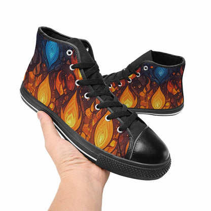 WOMEN'S Fire Flame High Top Canvas Dark Academia Custom Sneakers