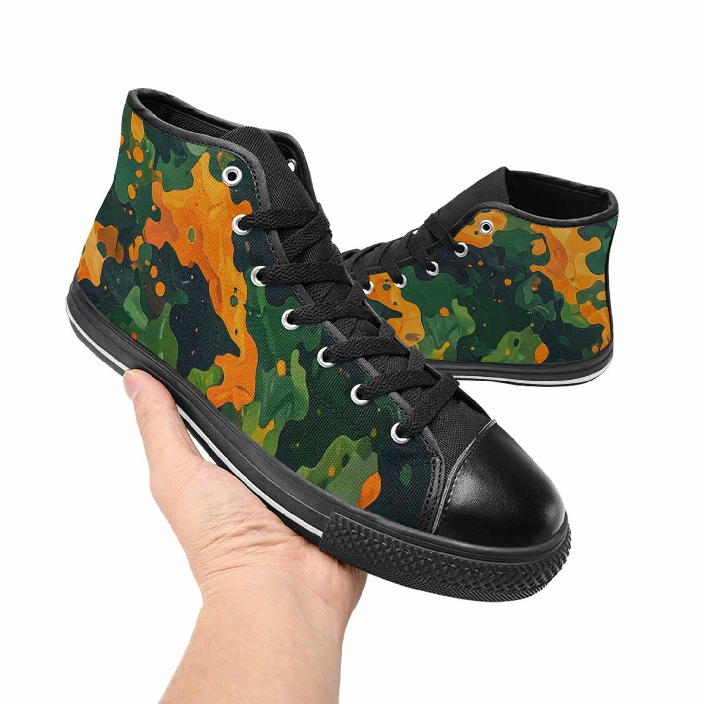 WOMEN'S Military Camouflage Blotch High Top Canvas Surreal Custom Sneakers