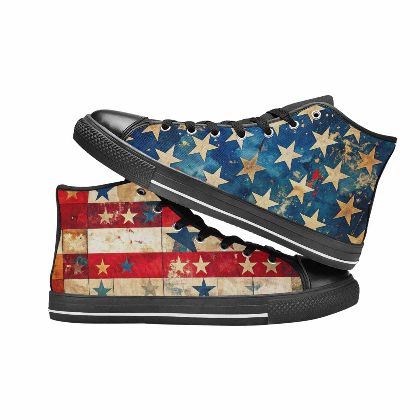 MEN'S American Flag Stars High Top Canvas Dark Academia Custom Shoes