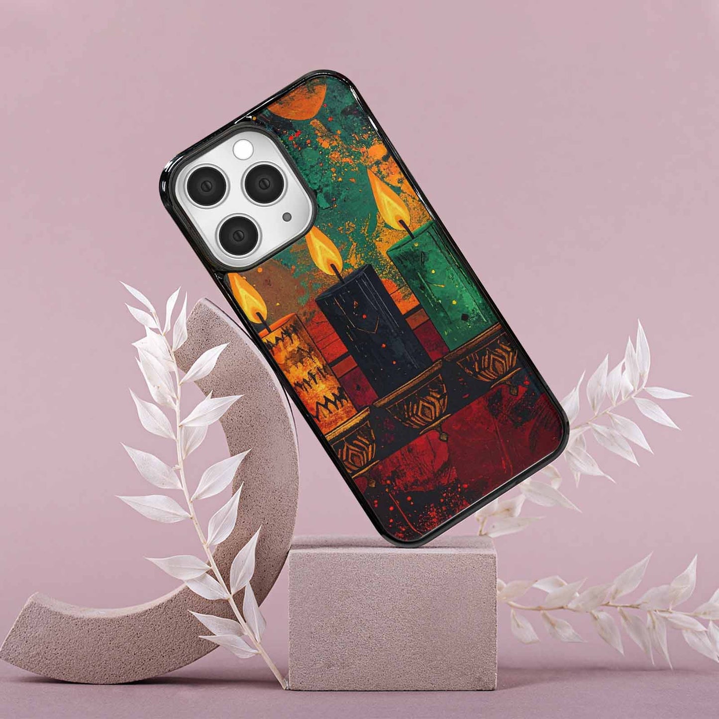 iPhone 15 Pro Max Case — Kwanzaa Kinara Pattern Seamless Repeat African, Unique Phone Case Design