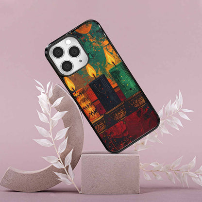 iPhone 15 Pro Max Case — Kwanzaa Kinara Pattern Seamless Repeat African, Unique Phone Case Design
