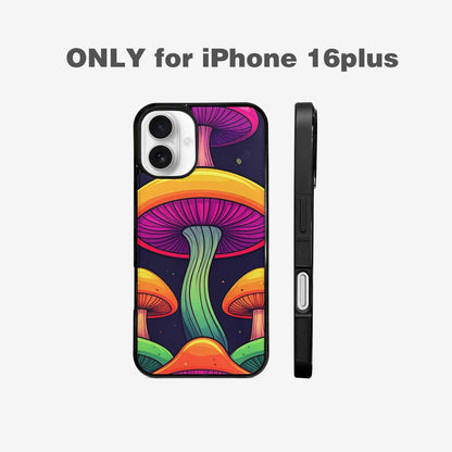 iPhone 16 Plus Case — Psychedelic Mushroom Cartoon Pattern, Customized Protective Case