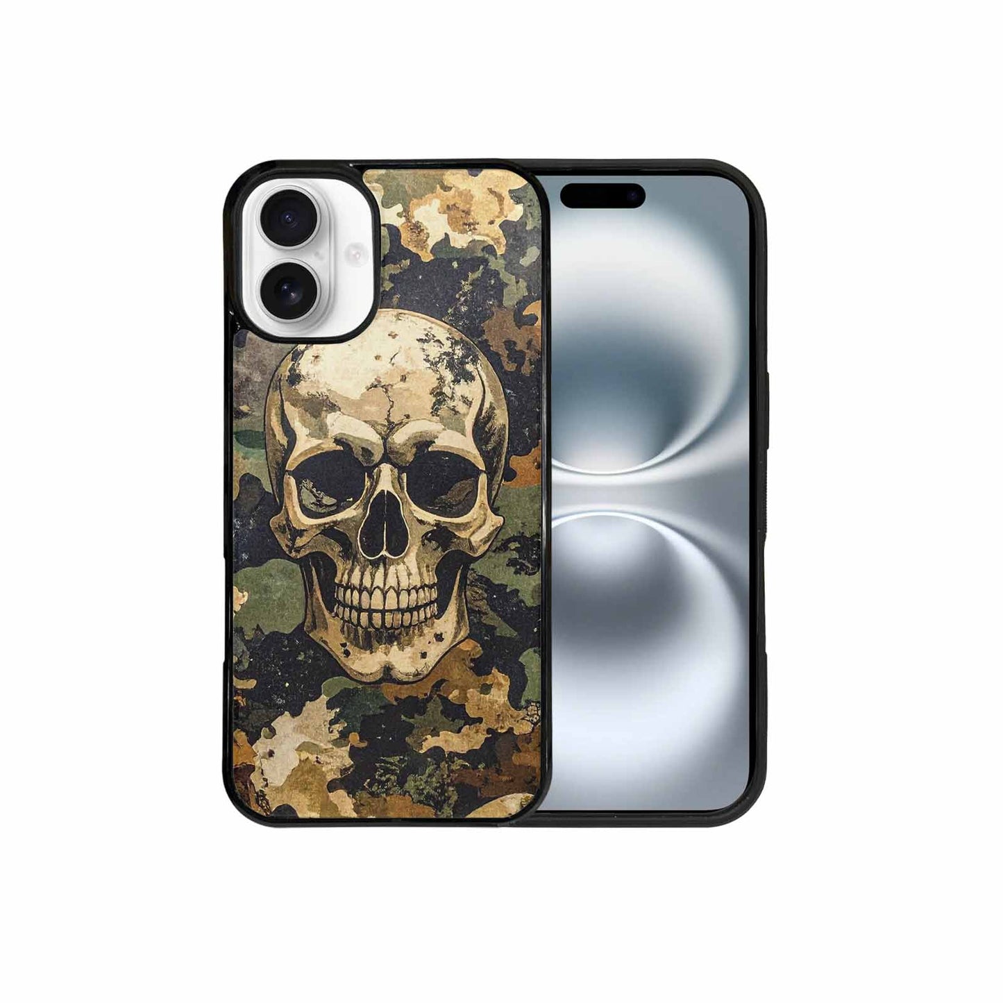 iPhone 16 Plus Case — Military Camo Texture Combined With Distressed, Unique Phone Case Design