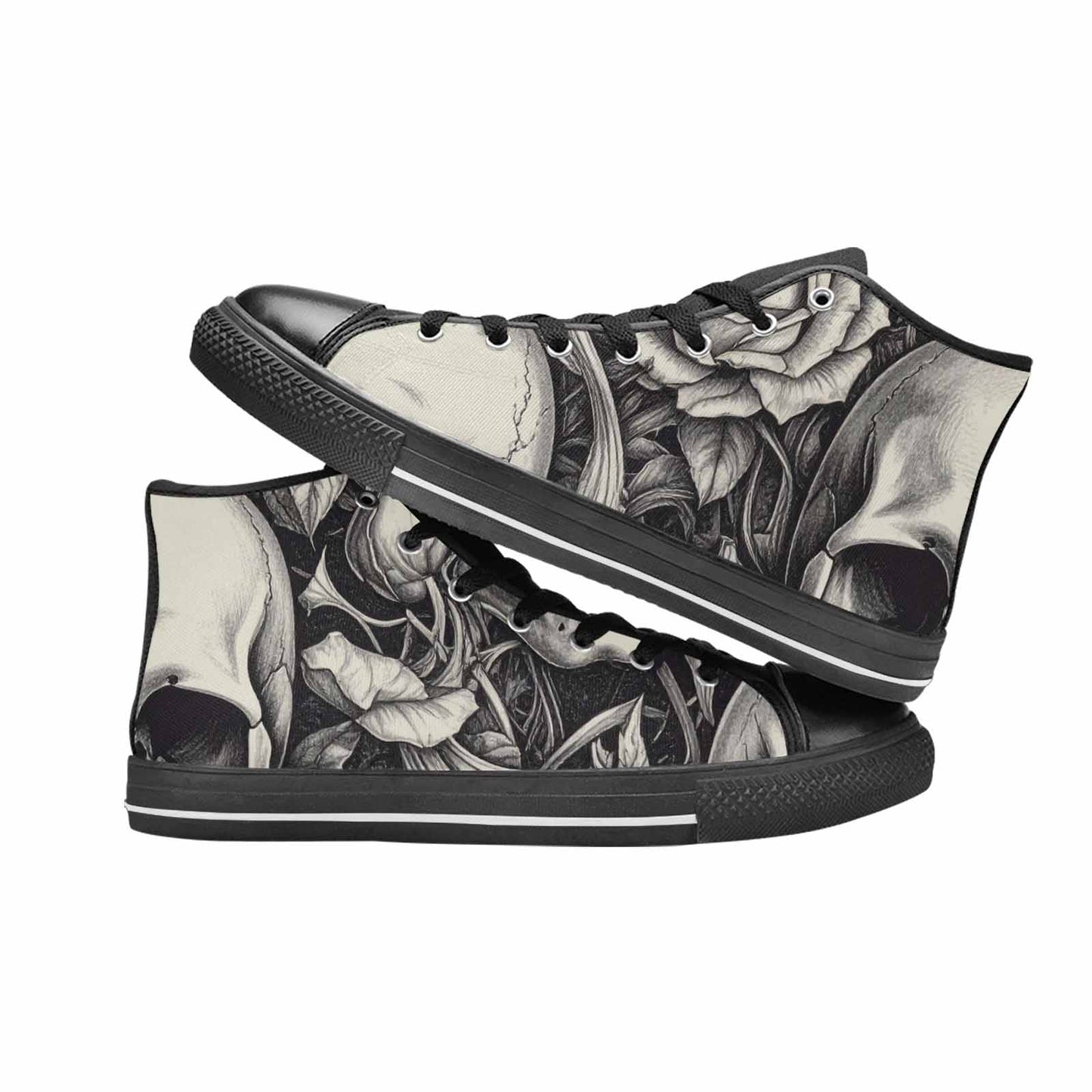 MEN'S Skulls Roses Pen Ink High Top Canvas Dreamcore Sneakers