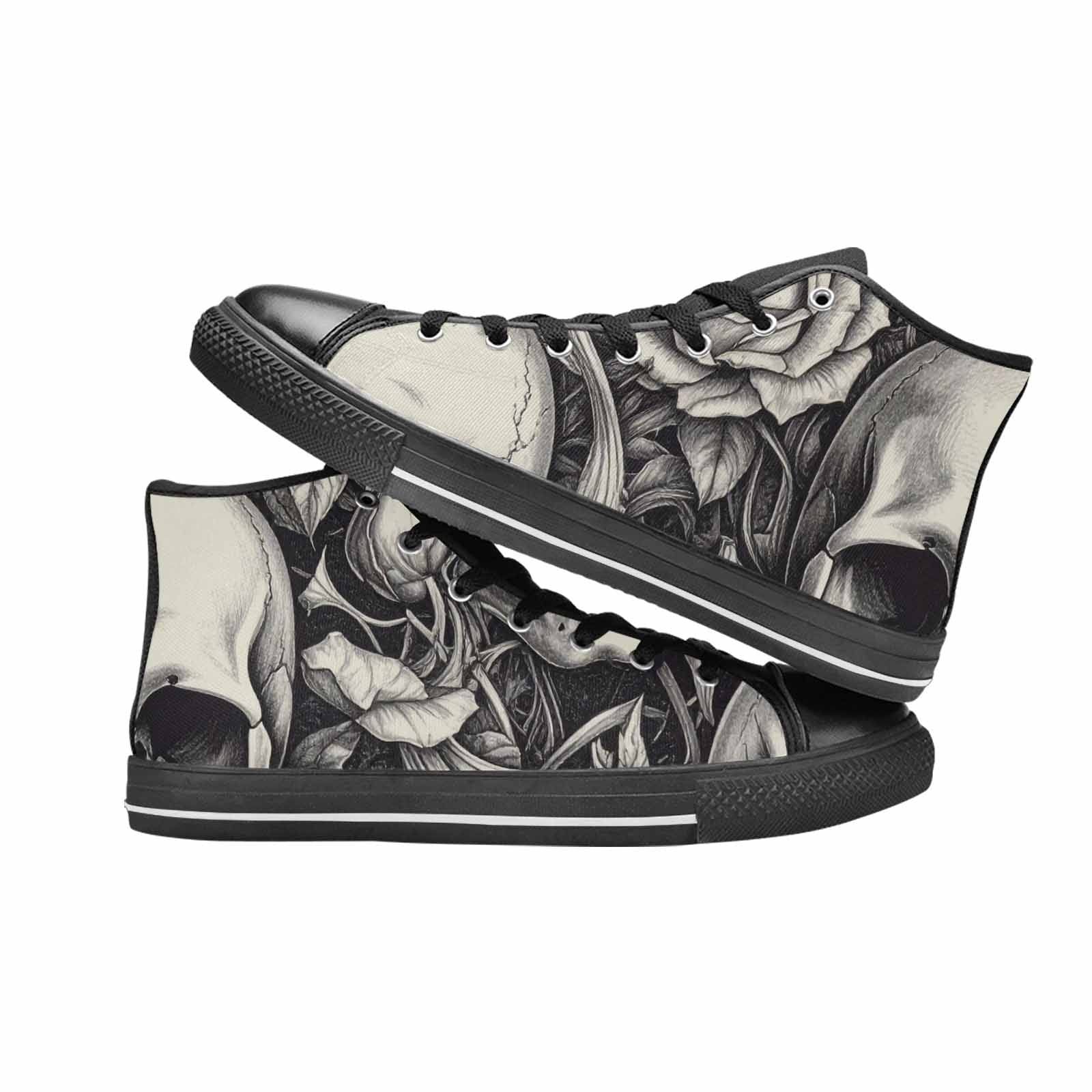 MEN'S Skulls Roses Pen Ink High Top Canvas Dreamcore Sneakers