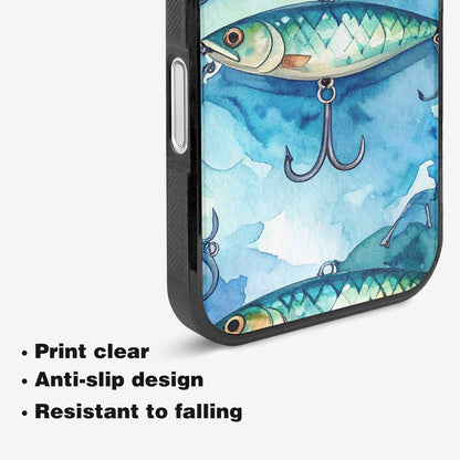 iPhone 16 Case — Fishing Lure And Hook Pattern Seamless, Custom Printed Phone Case