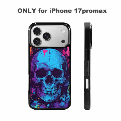 iPhone 17 Pro Max Case — Skulls Splatter Collages Art Gothic Skulls, Custom Print Case Cover