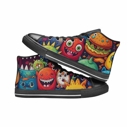 WOMEN'S Cartoon Monster Character High Top Canvas Wallpaper Art Custom Sneakers