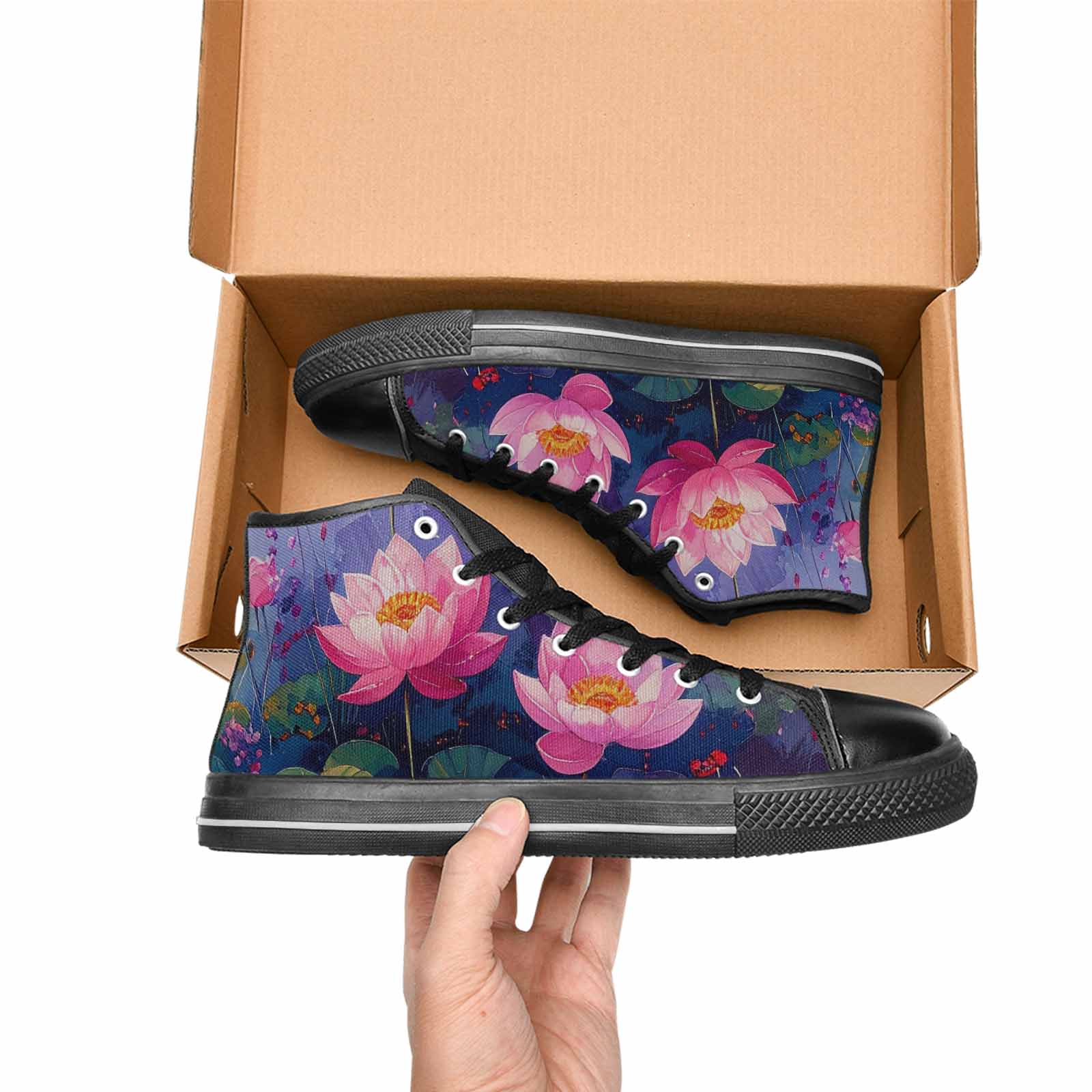 MEN'S Monet-Style Impressionist Water High Top Canvas Dreamcore Custom Shoes