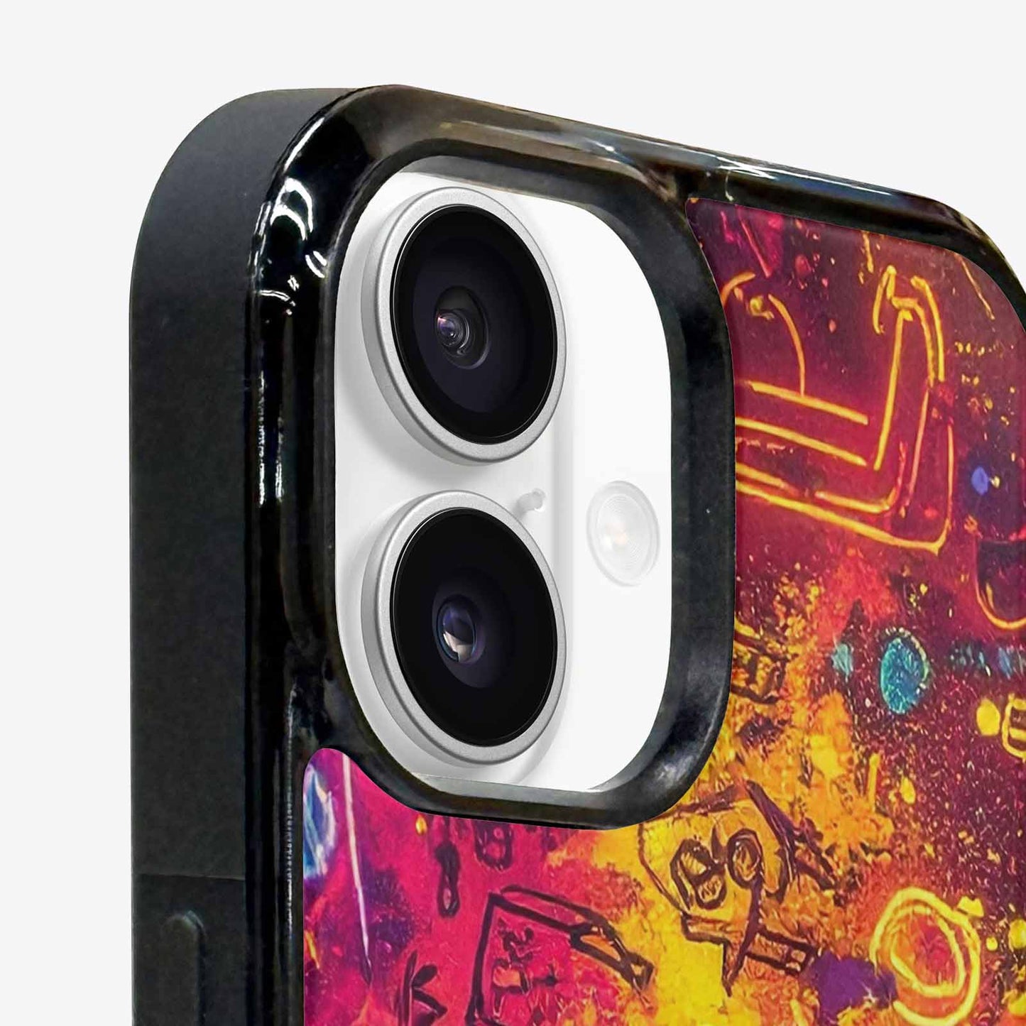 iPhone 16 Case — Neon Glow Outline Icon Pattern Hundreds, Custom Print Case Cover