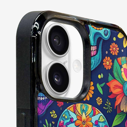iPhone 16 Case — Rainbow Sugar Skull Weave, Custom Designed Case Cover