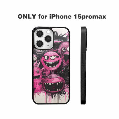 iPhone 15 Pro Max Case — Monsters General Black Pink Ink Cartoon, Custom Phone Case