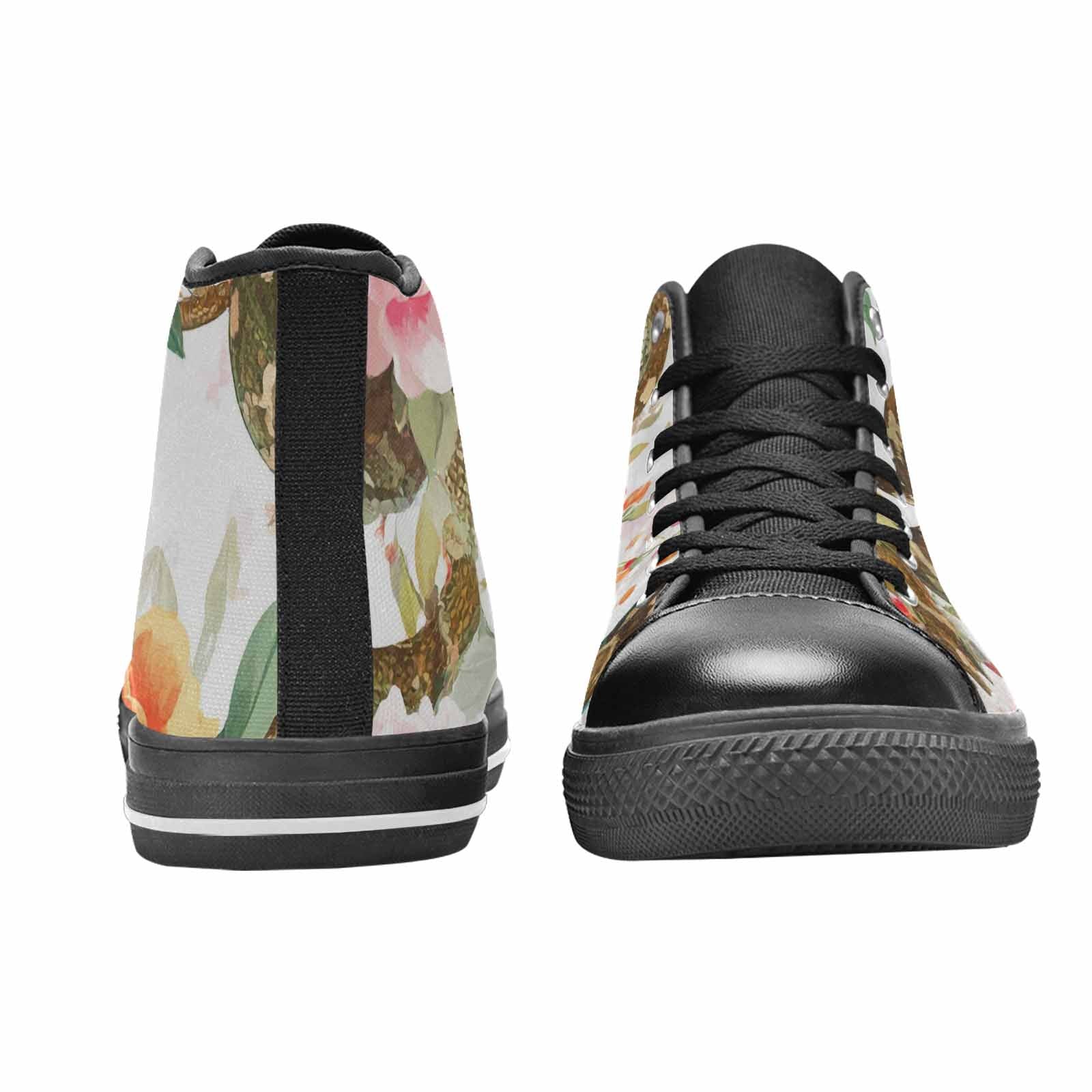 WOMEN'S Floral Snake Print High Top Canvas Vibrant Chaos Custom Shoes