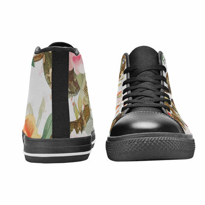 WOMEN'S Floral Snake Print High Top Canvas Vibrant Chaos Custom Shoes