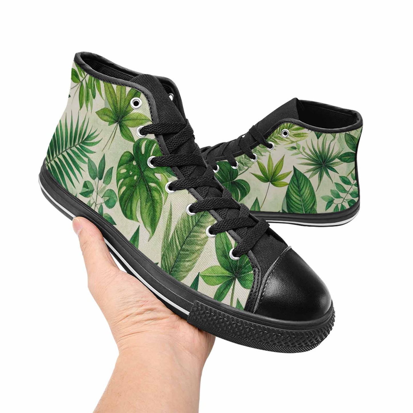 WOMEN'S Seven-Point Palmate Leaf High Top Canvas Neon Fantasy Shoes