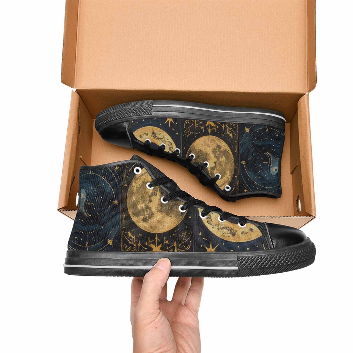 WOMEN'S Zodiac Constellation Star High Top Canvas Vibrant Chaos Custom Shoes