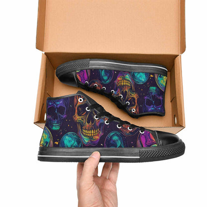 WOMEN'S Galaxy Skulls High Top Canvas Wallpaper Art Sneakers