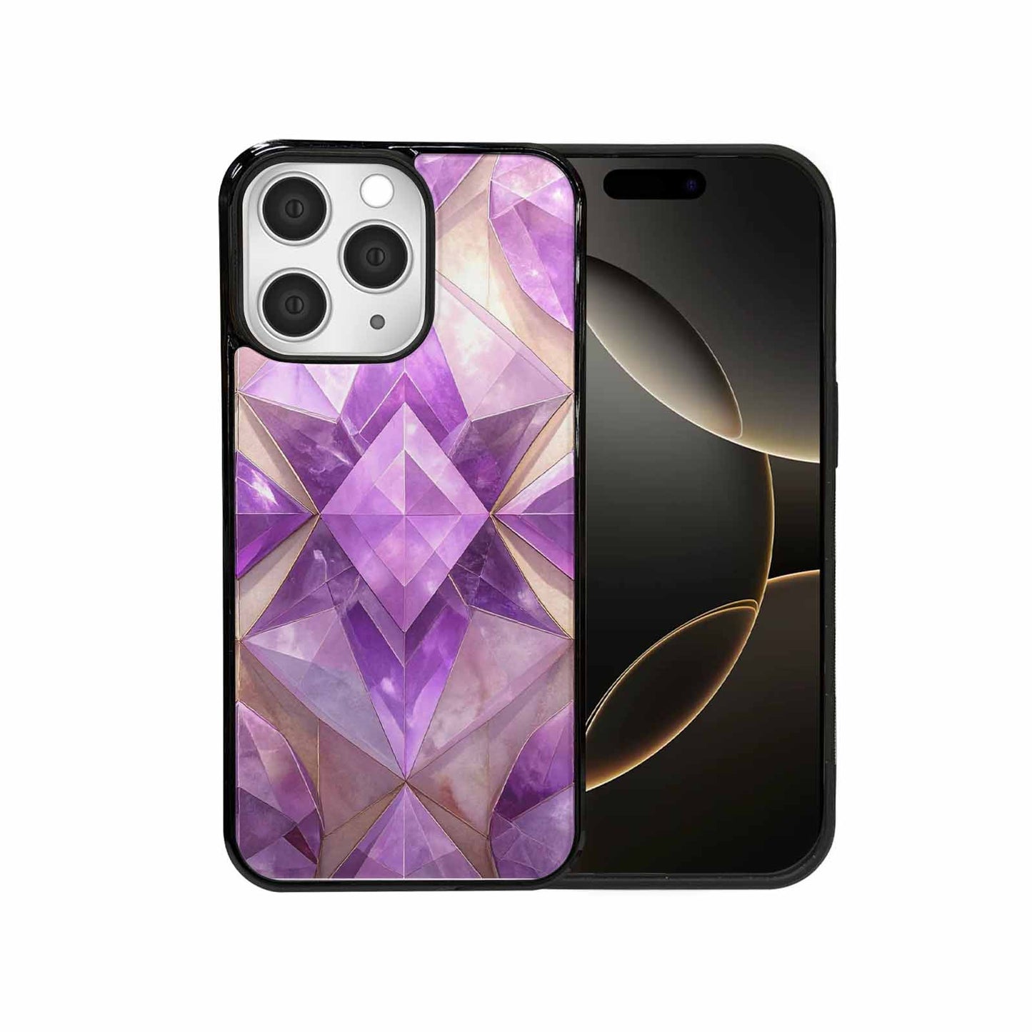 iPhone 15 Pro Max Case — Amethyst Crystal Art Pattern, Original Design Phone Case