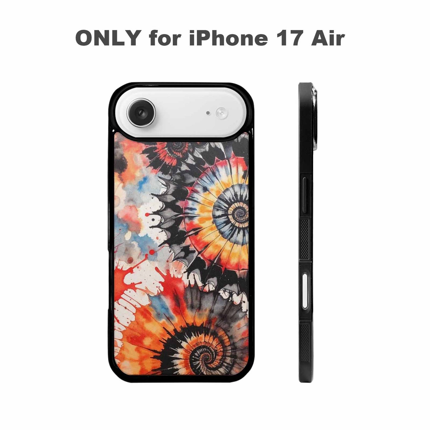 iPhone 17 Air Case — Tie Dye Swirls Black Red Tie, Custom Phone Case