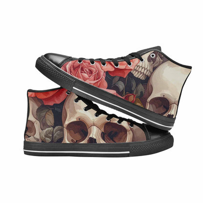 MEN'S Skulls Roses Soft Airbrush High Top Canvas Vivid Custom Shoes