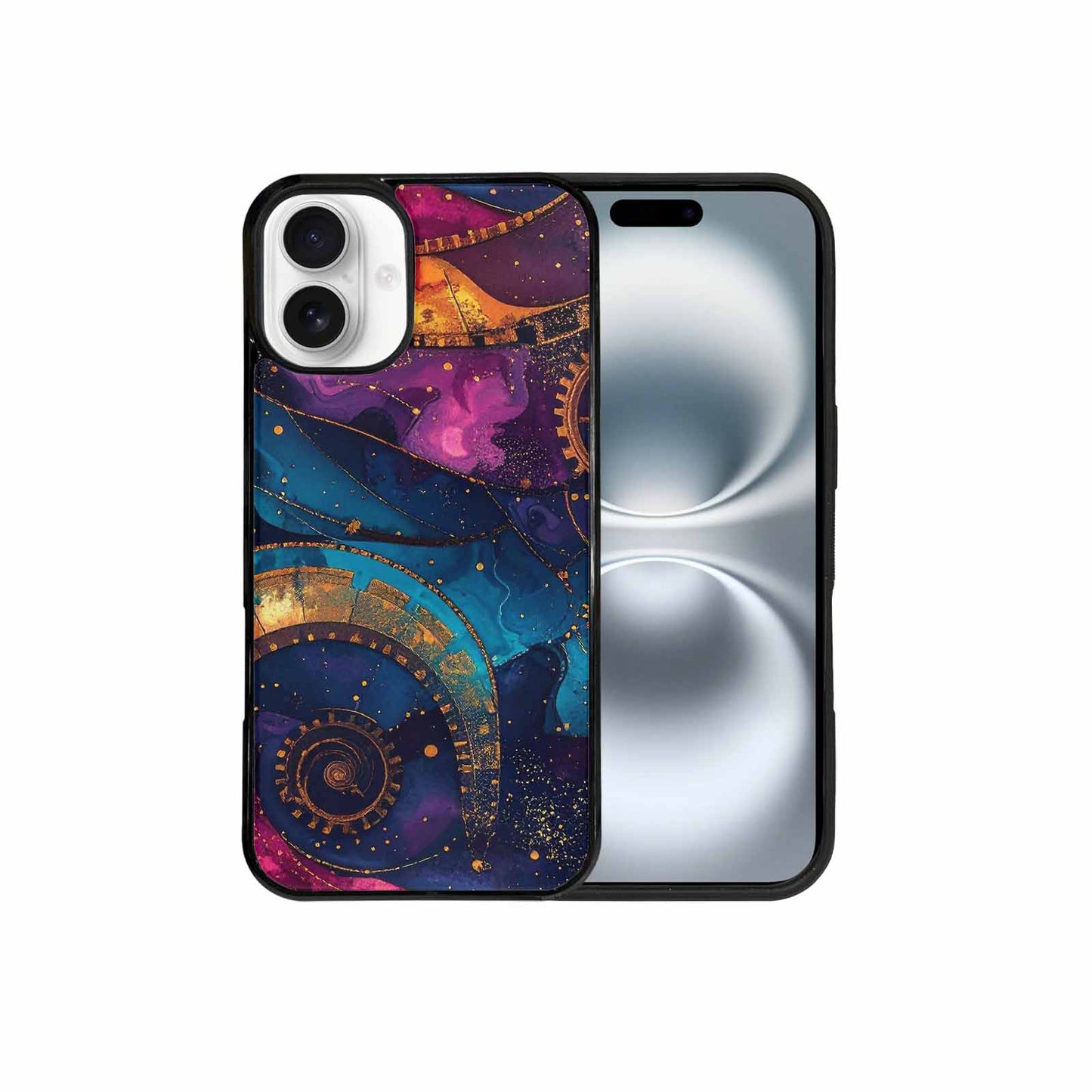 iPhone 16 Plus Case — Steampunk Galaxy Art Seamless Pattern Vibrant, Original Design Phone Case
