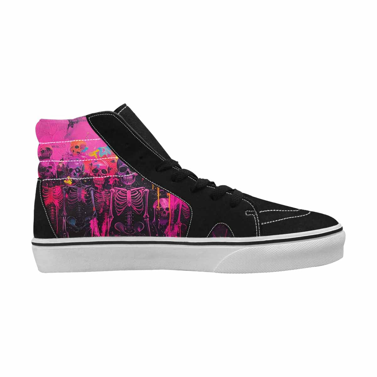 MEN'S Skeletons  Neon Pink High Top Canvas Y2K Custom Shoes