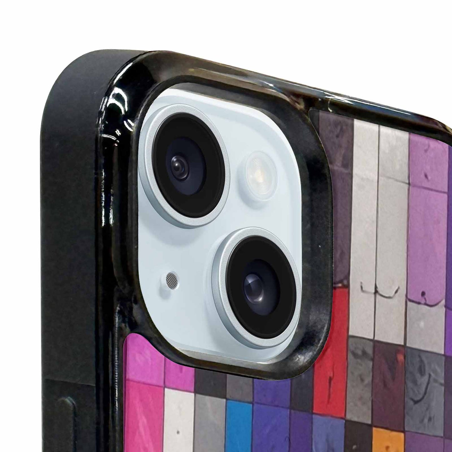 iPhone 15 Plus Case — Asexual Flag Color Theme Small Rainbow, Unique Phone Case Design