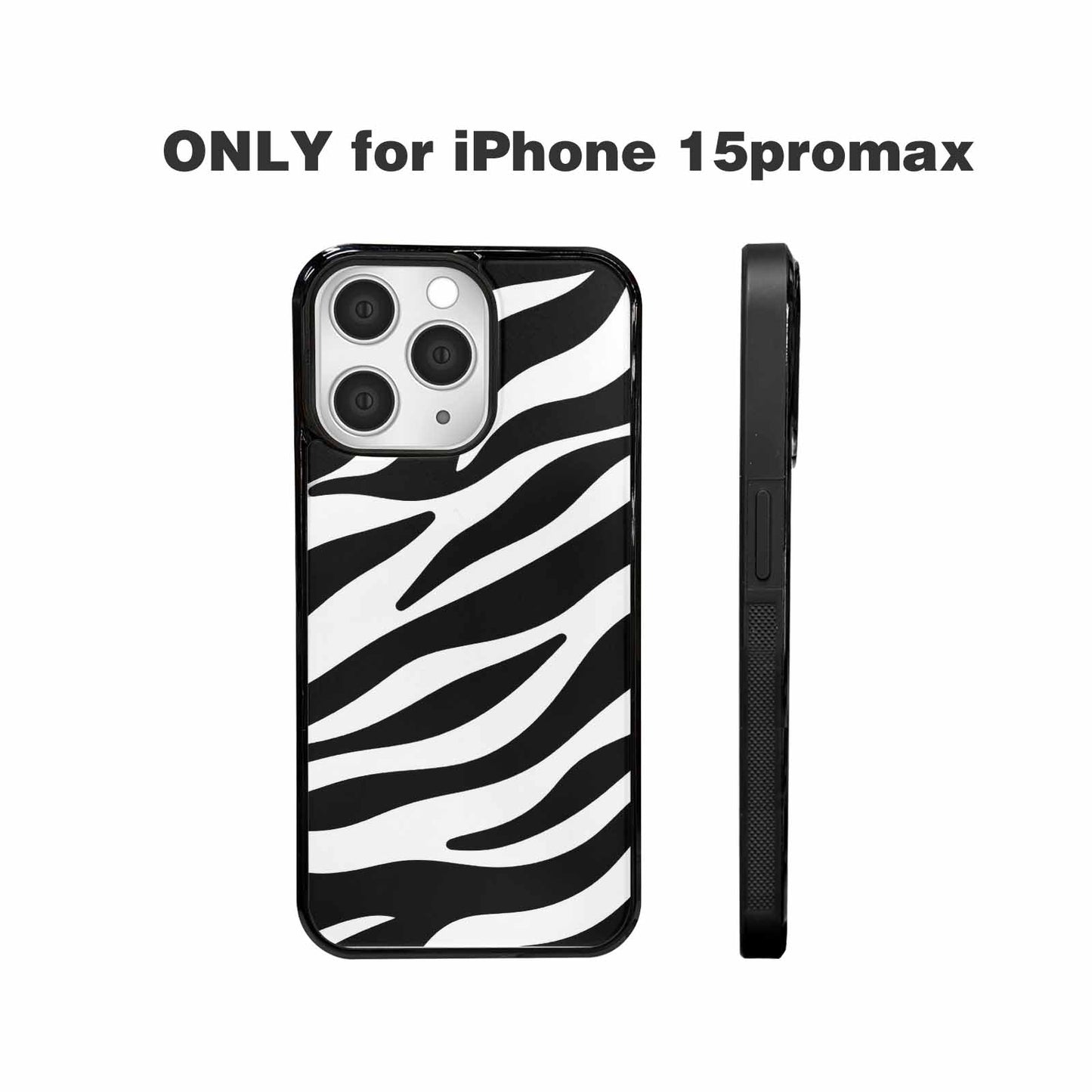 iPhone 15 Pro Max Case — Zebra Print Black White Custom, Unique Phone Case Design